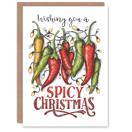 Christmas Card Spicy Chilli Peppers Xmas Wishes