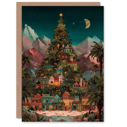 Christmas Card Surreal Christmas Tree Fantasy Townscape