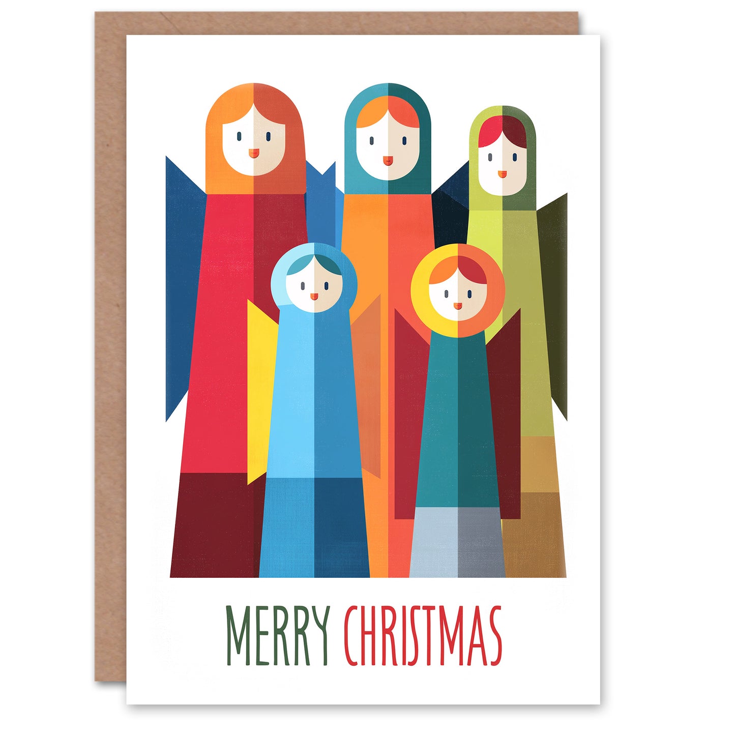 Christmas Card Colourful Angels Abstract Geometric Design