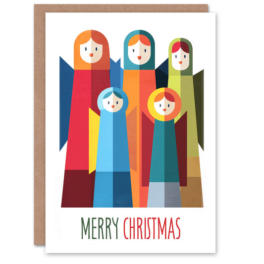 Christmas Card Colourful Angels Abstract Geometric Design