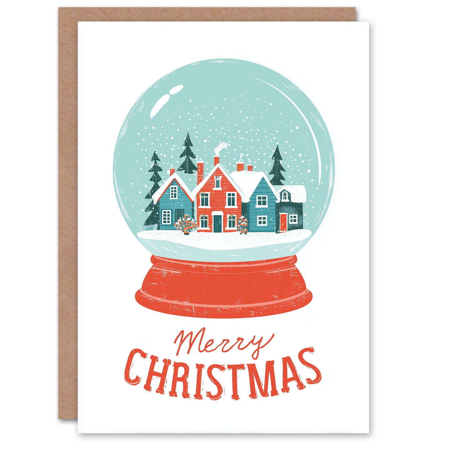Christmas Card Snow Globe with Festive Winter Townscape Scene