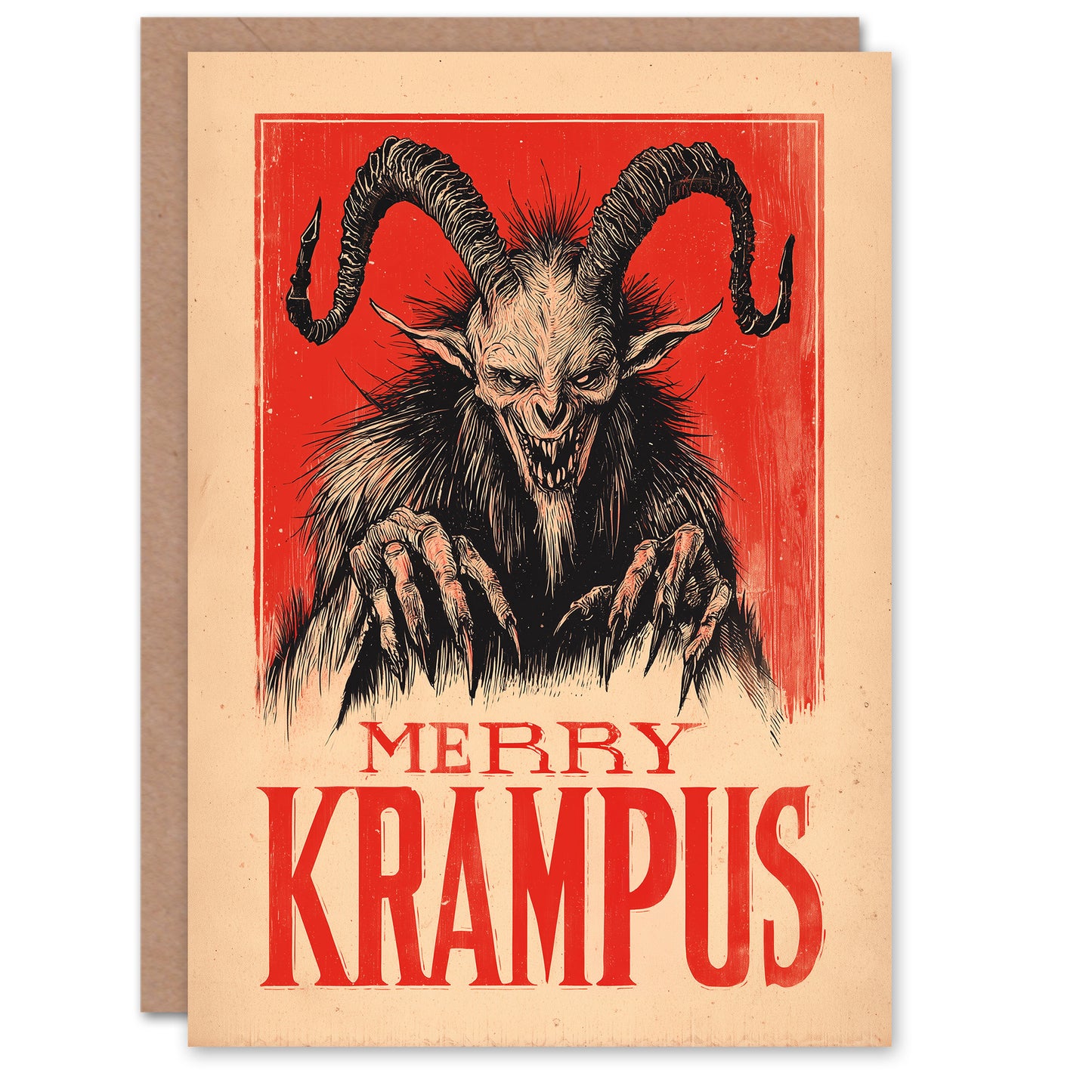 Christmas Card Merry Krampus German Fairytale Demon Horror Fan
