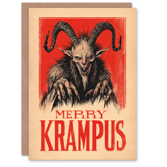 Christmas Card Merry Krampus German Fairytale Demon Horror Fan