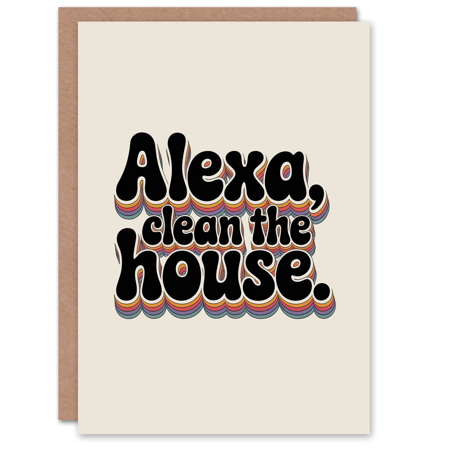 Assistant Clean The House Funky Retro Typography Greeting Card