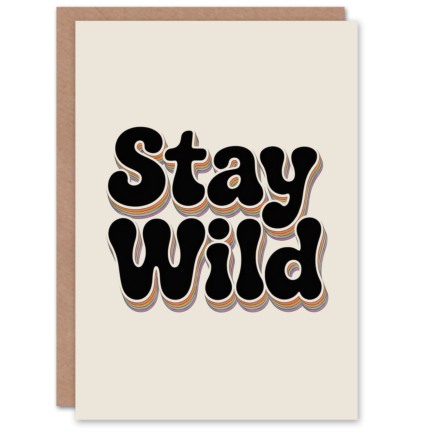 Stay Wild Retro Rainbow Font Typography Greeting Card