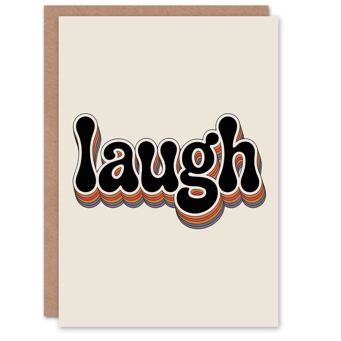 Laugh Vibrant Retro Rainbow Font Typography Greeting Card