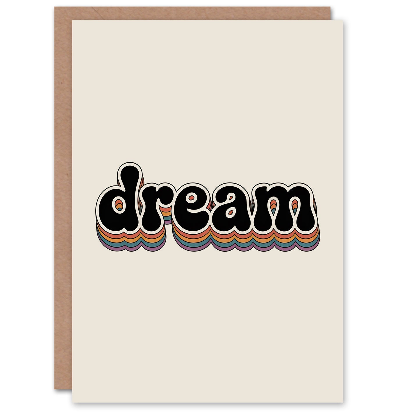 Dream Colourful Retro Rainbow Font Typography Greeting Card