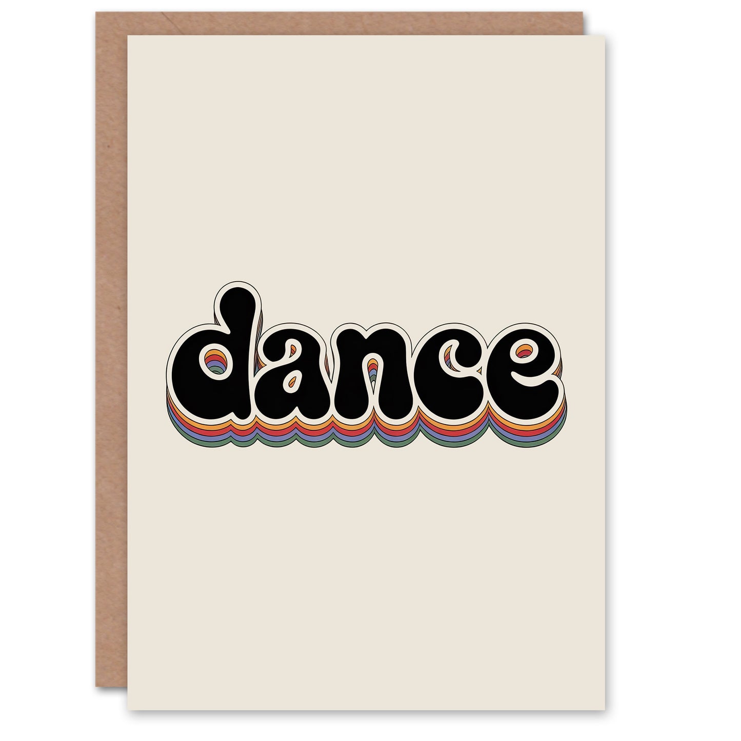 Dance Colourful Retro Rainbow Font Typography Greeting Card