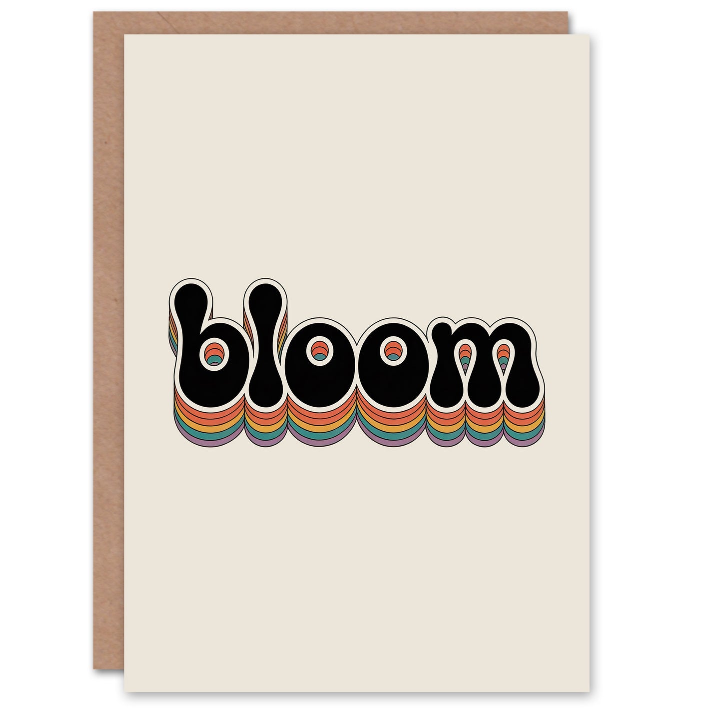 Bloom Vibrant Retro Rainbow Font Typography Greeting Card