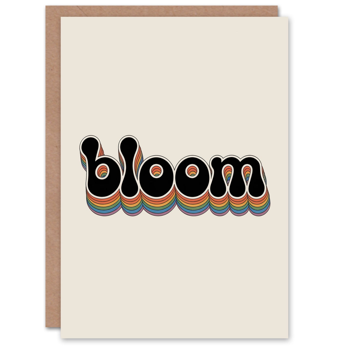 Bloom Colourful Retro Rainbow Font Typography Greeting Card