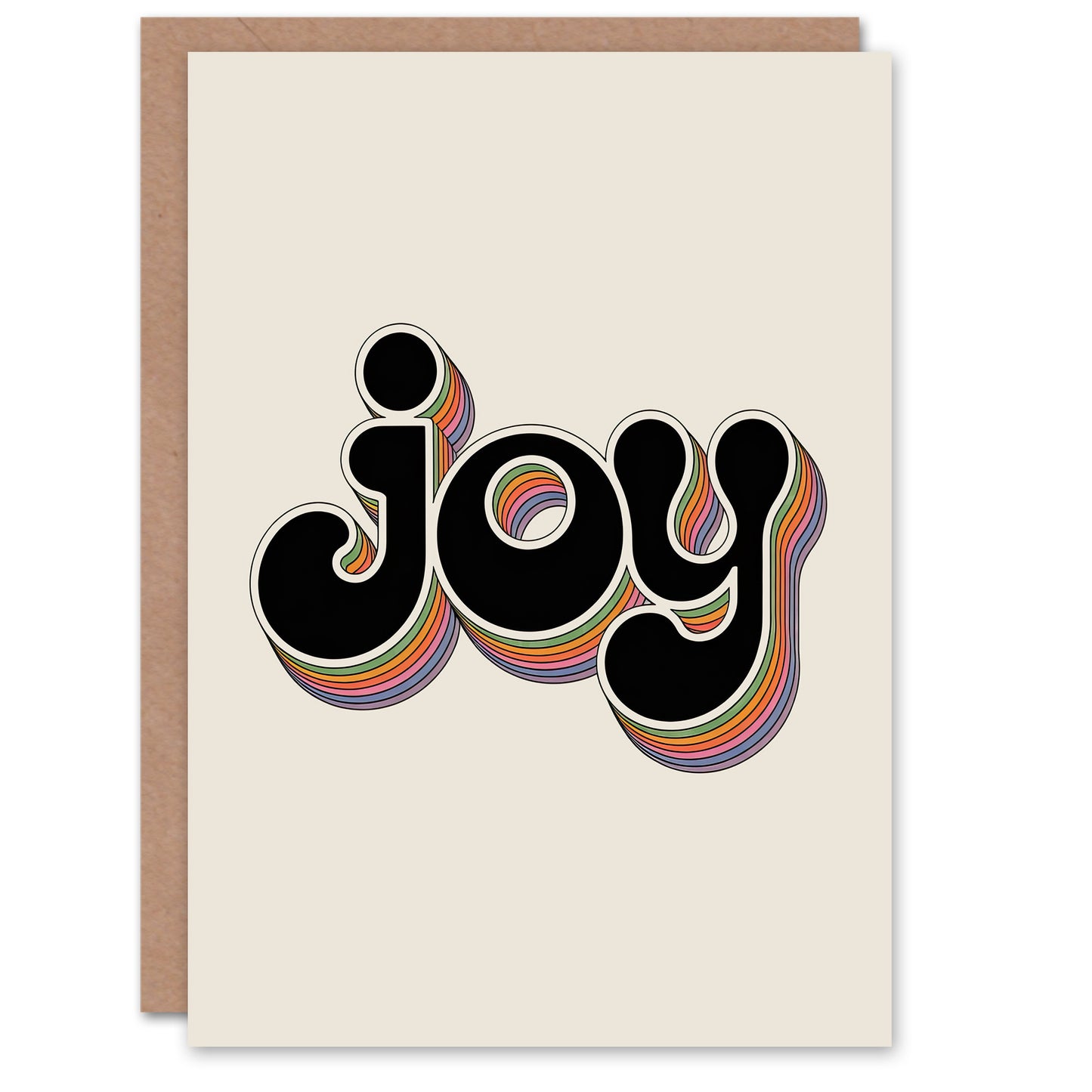 Joy Colourful Retro Rainbow Font Typography Friendship Greeting Card