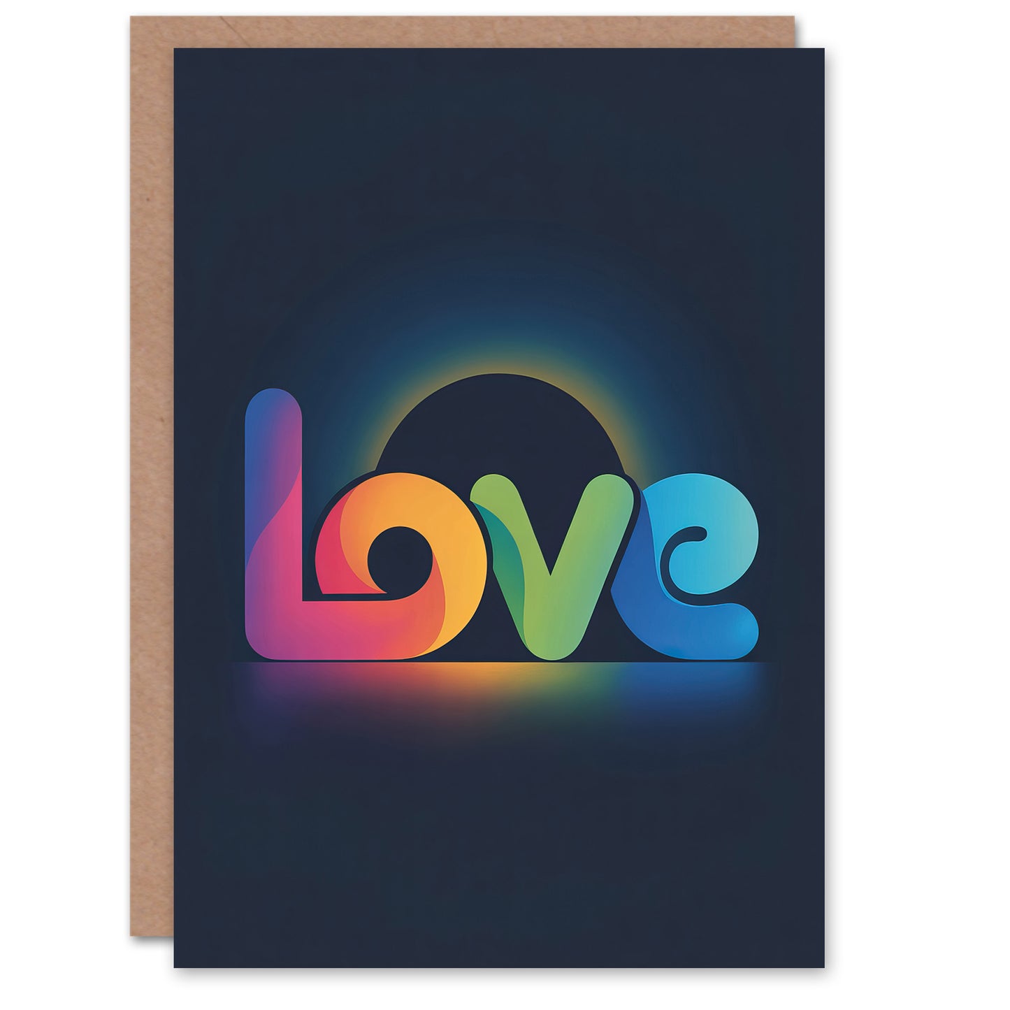 Love Colourful Typography Retro Solar Eclipse Valentine's Day Greeting Card