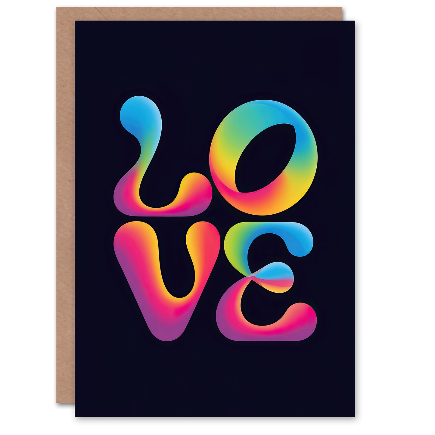 Love Funky Retro Colourful Neon Typography Valentine's Day Greeting Card