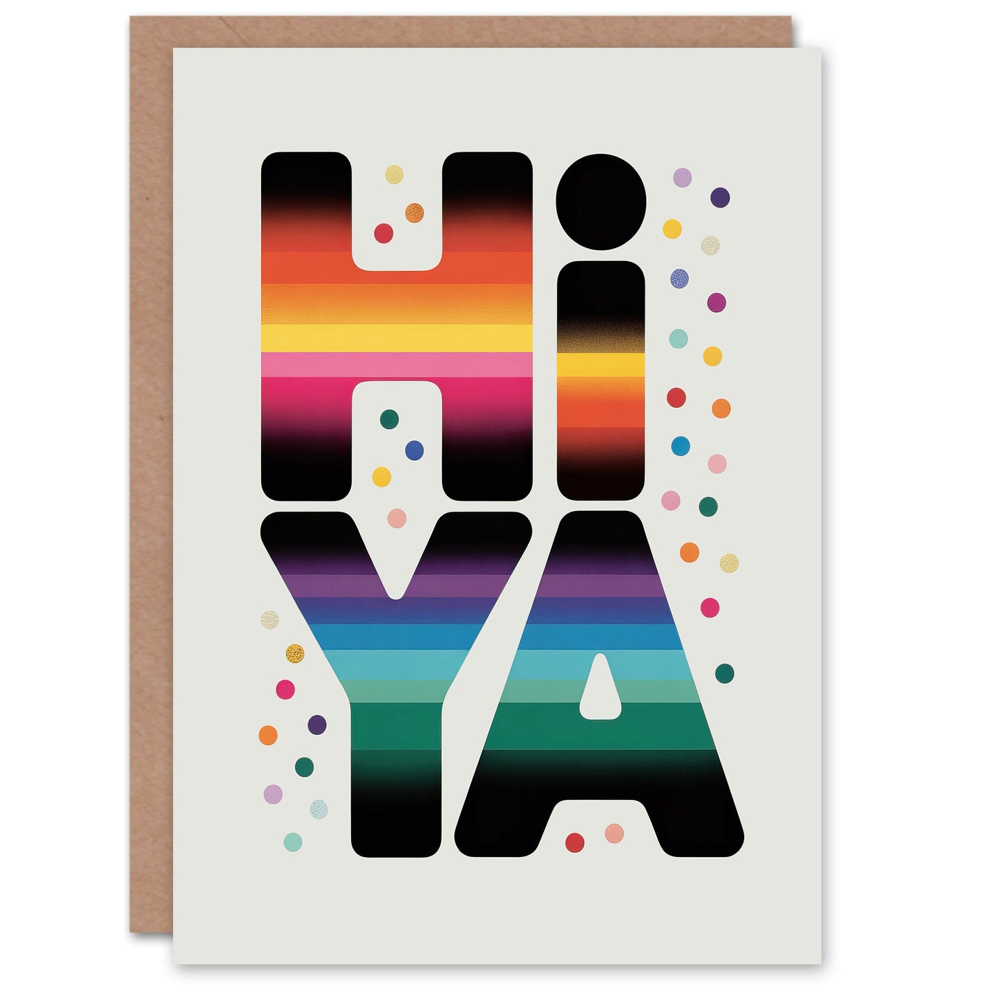Hiya Hi Ya Bold Fun Colourful Typography Thinking Of You Greeting Card
