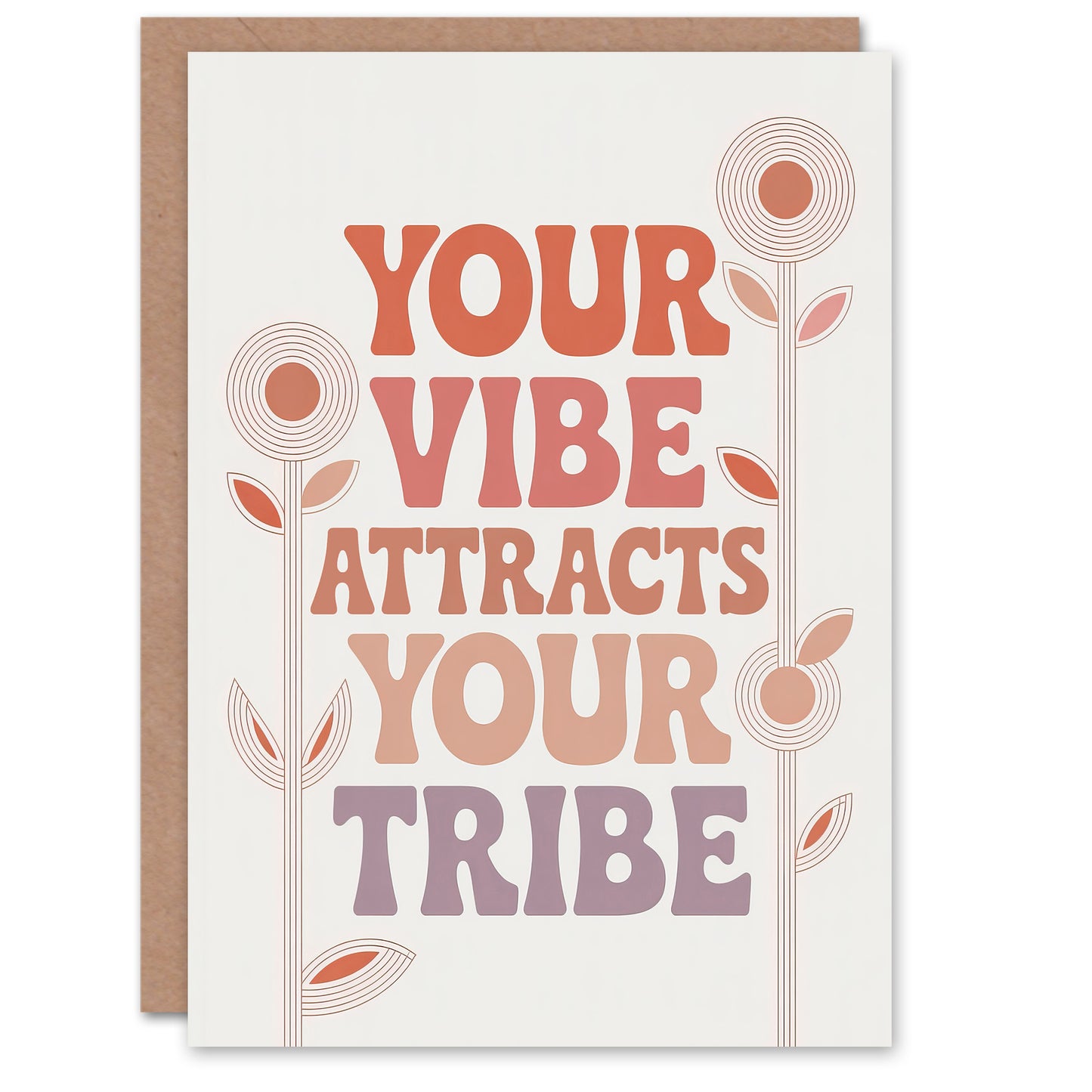 Vibe Attracts Your Tribe Retro Midcentury Floral Friendship Greeting Card