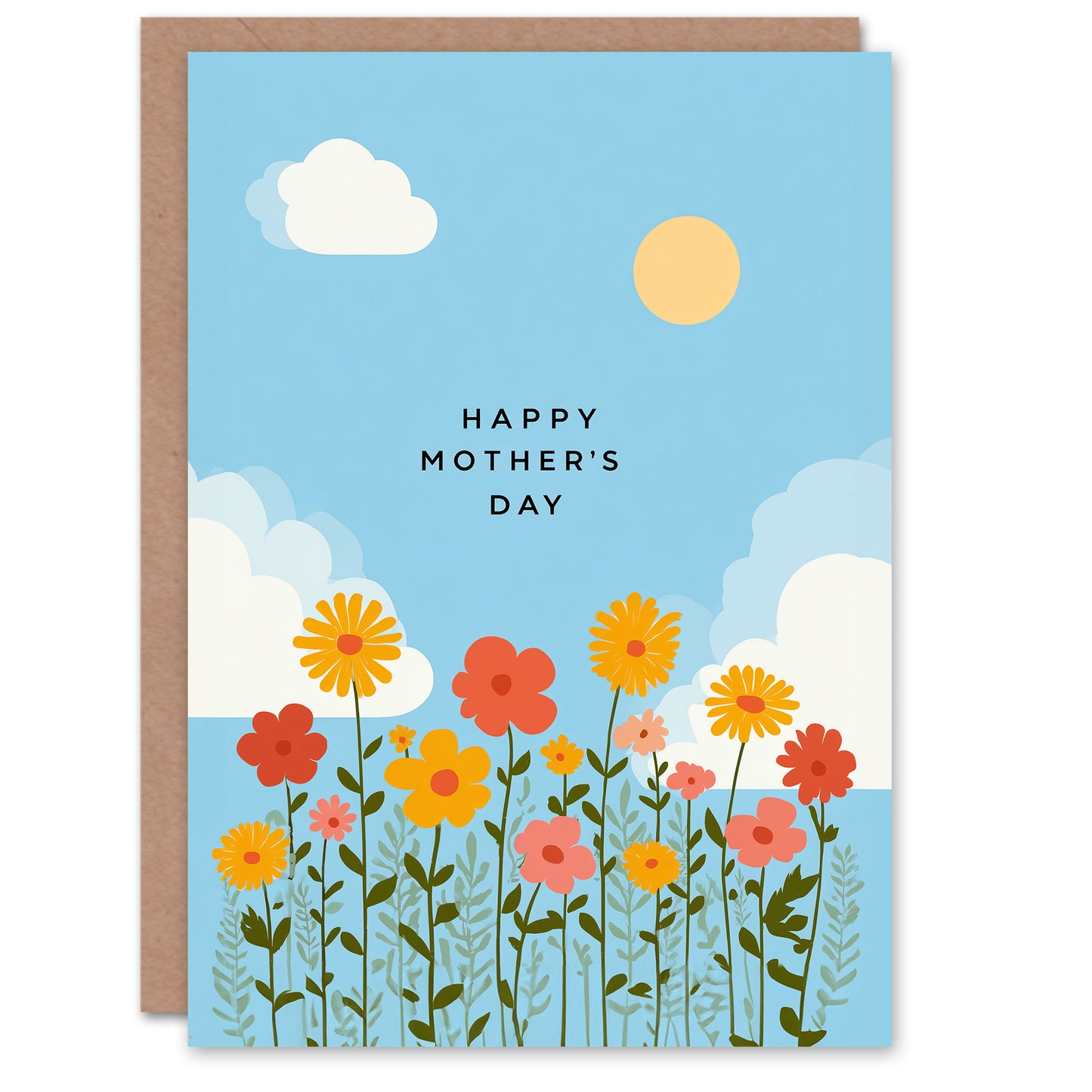Happy Mother's Day Card For Mum Spring Day With Flowers Blank Inside