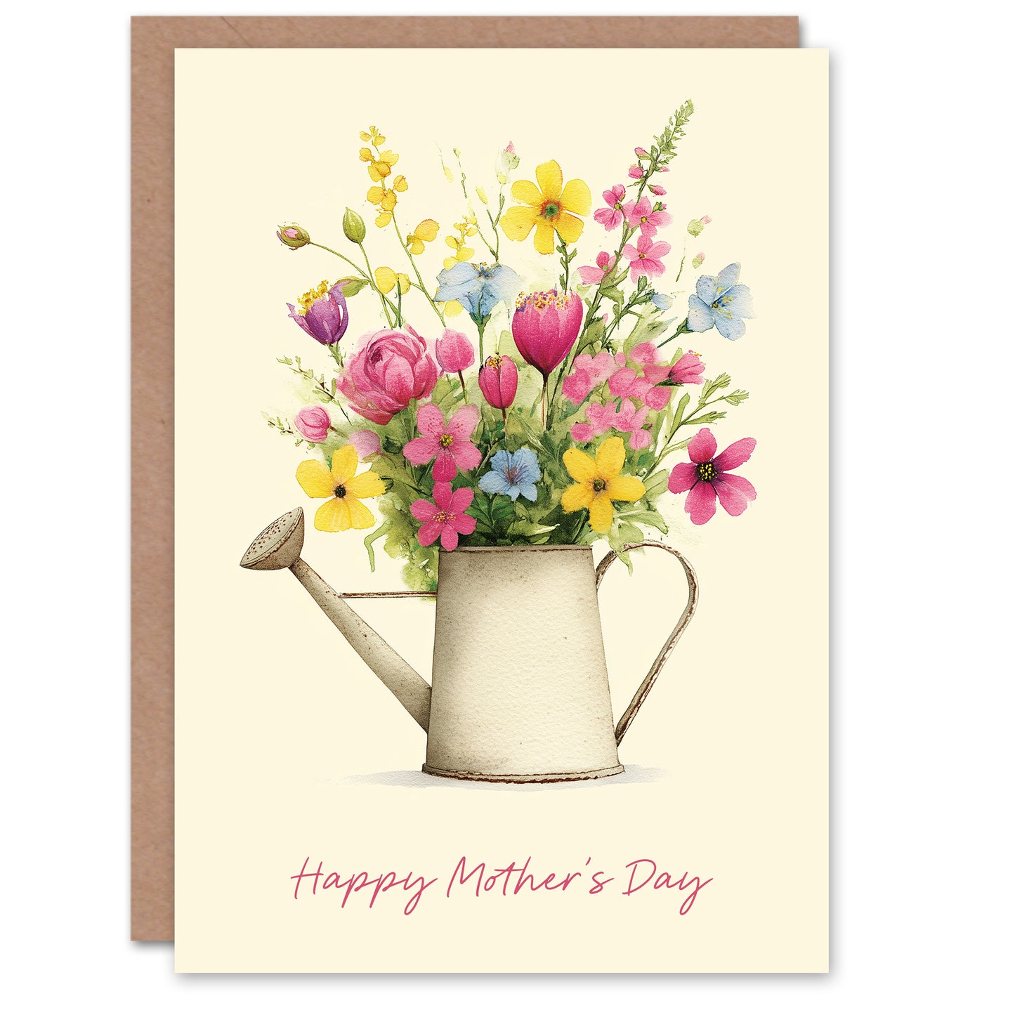 Happy Mother's Day Card For Mum Gardener Flowers Watering Can Blank Inside