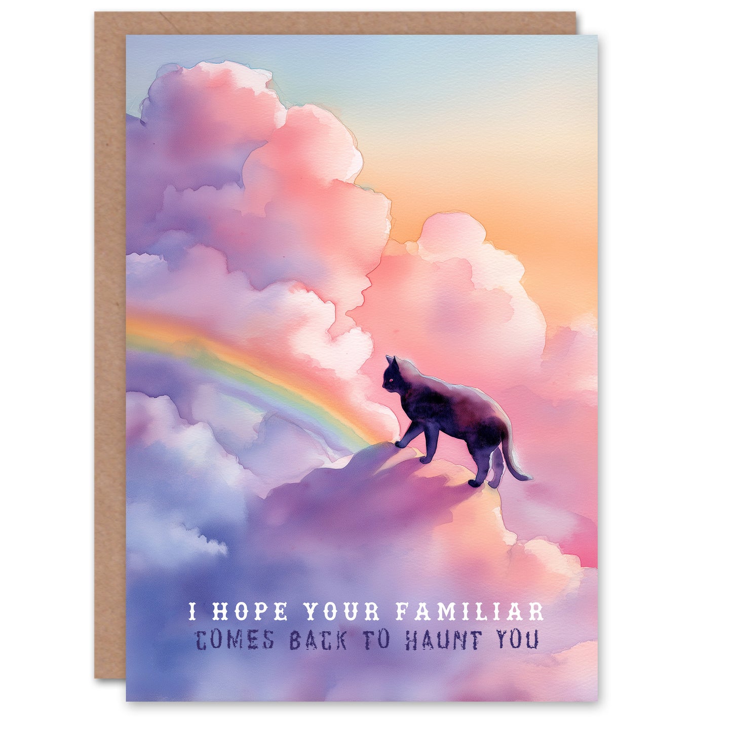 Cat Sympathy Greeting Card – Hope Your Familiar Haunts You Witch