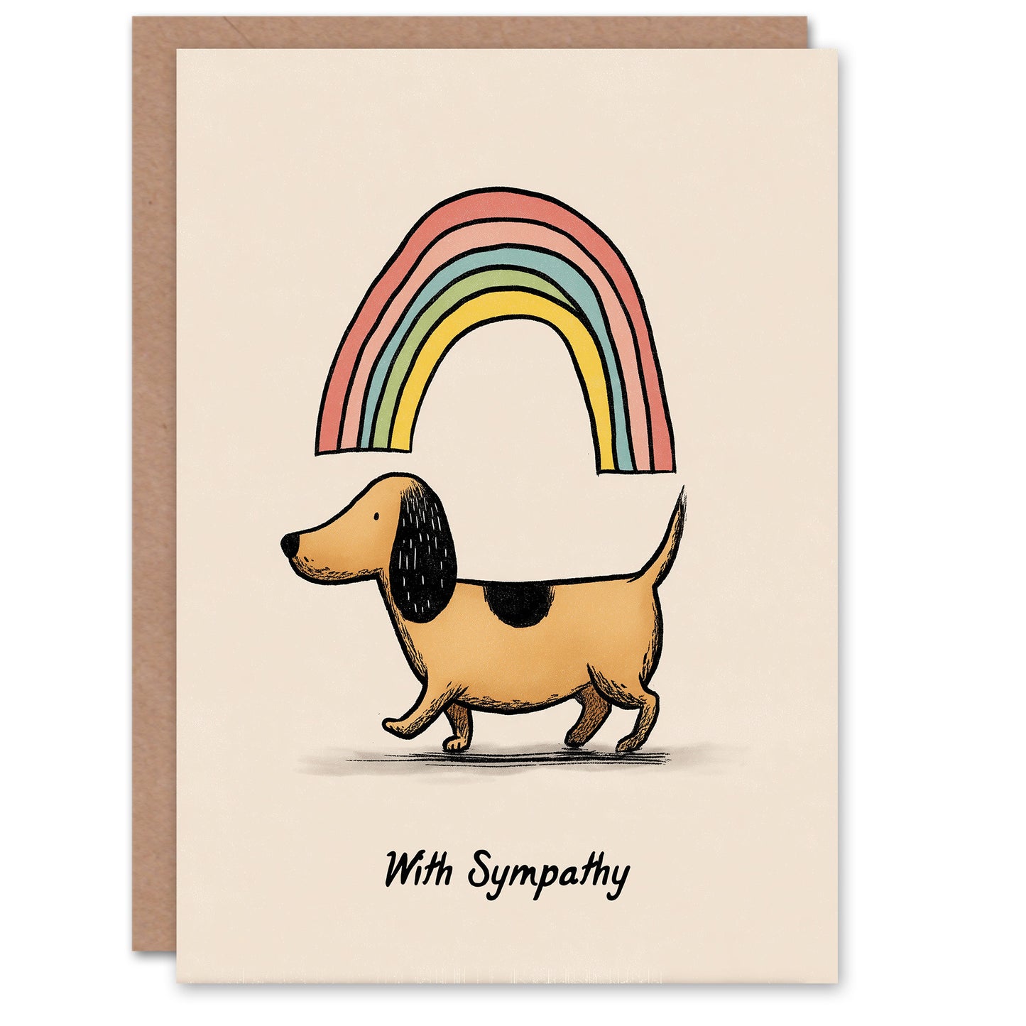 Dog Sympathy Greeting Card – Cute Rainbow Pet Loss, Blank Inside