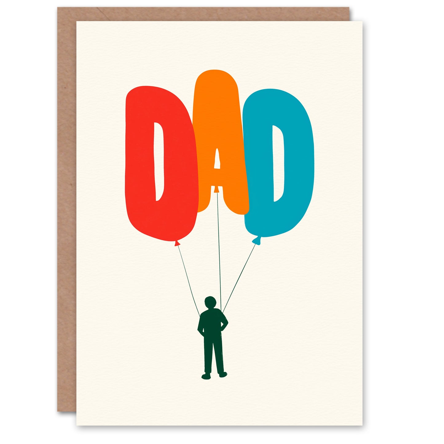Father's Day Card for Dad Balloon Typography Design Greeting Card Blank Inside