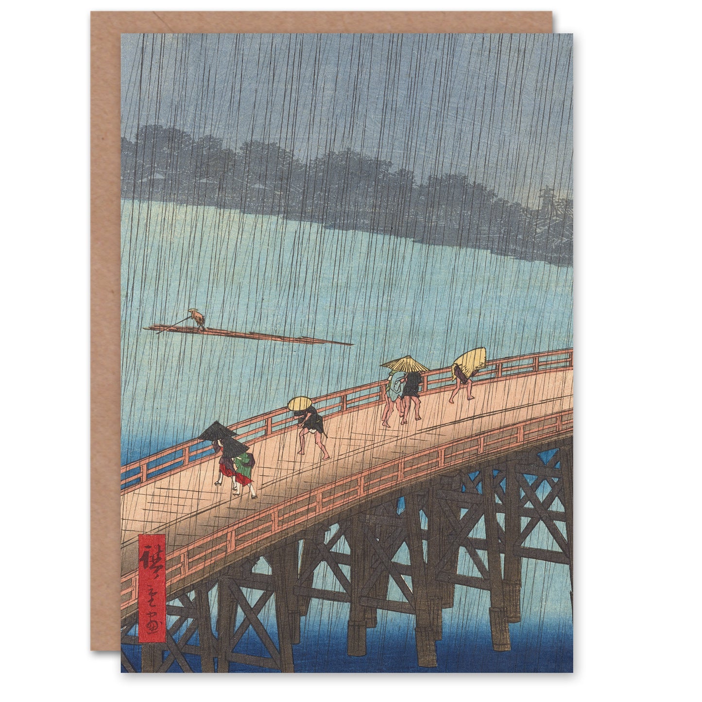 Utagawa Hiroshige Japanese Evening Shower Ohashi Bridge Greetings Card