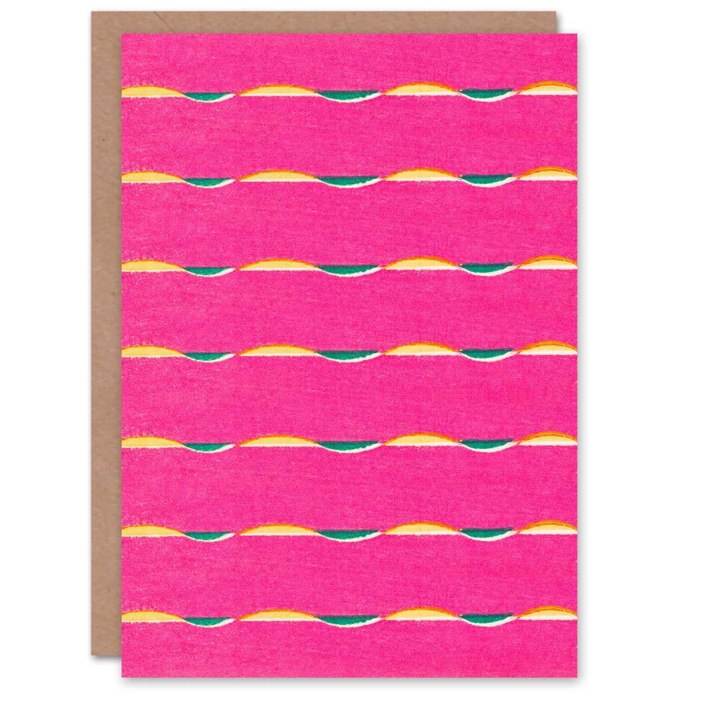Furuya Korin Japanese Textile Pattern Vibrant Pink Greetings Card