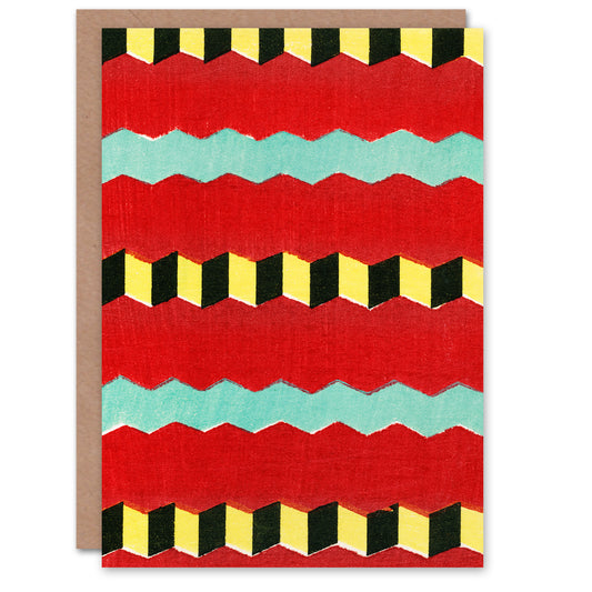 Furuya Korin Japanese Shima Zigzag Textile Patterns Greetings Card
