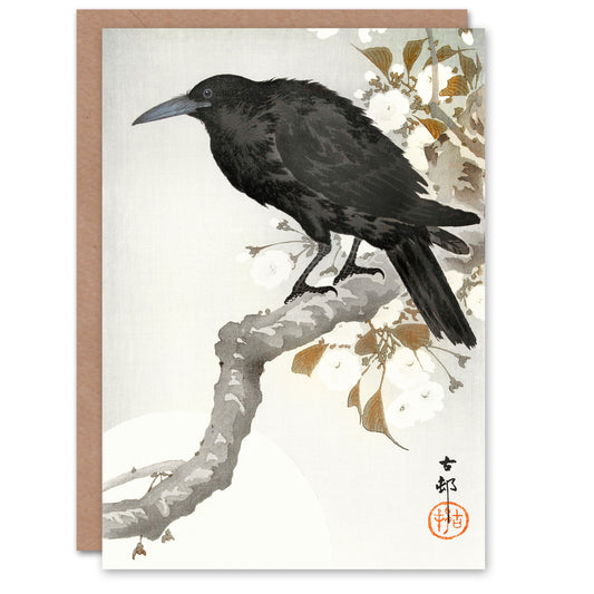 Ohara Koson Japanese A Crow And The Full Moon Greetings Card