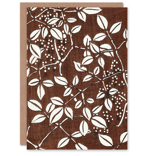Shin Bijutsukai Japanese Tree Branch and Leaf Pattern Greetings Card