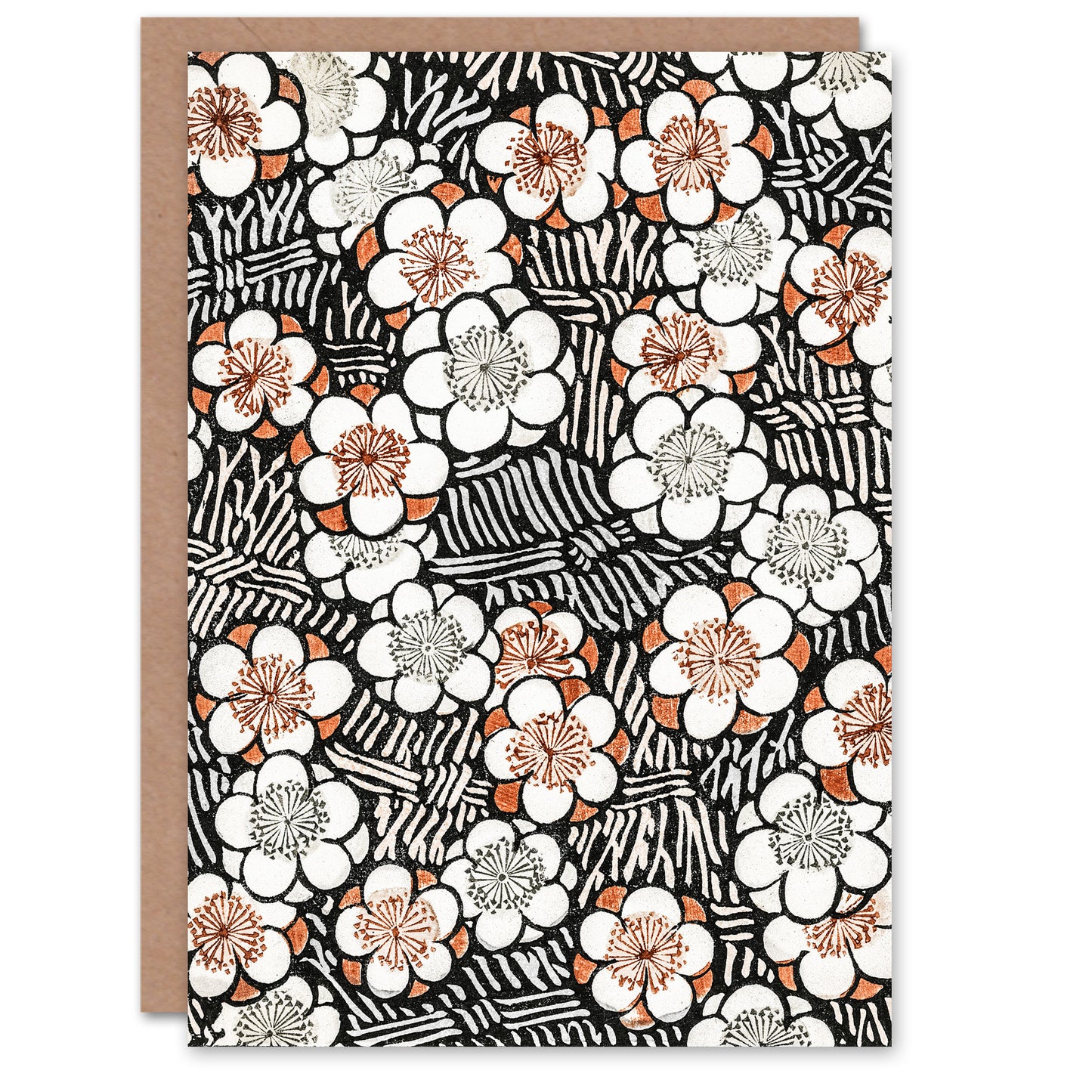 Shin Bijutsukai Japanese Flowerbed Floral Pattern Greetings Card