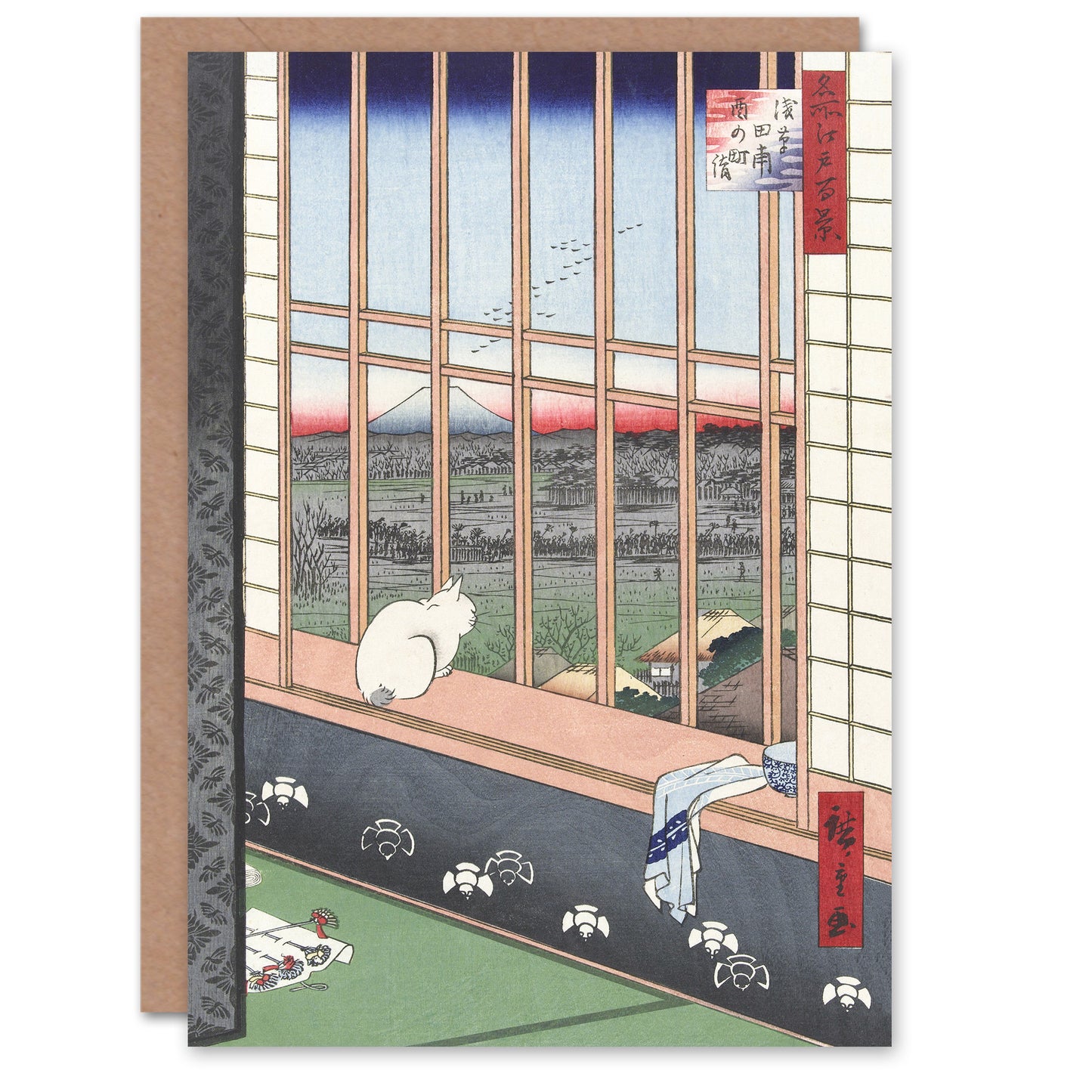 Hiroshige Japanese Revelers Return From Torinomachi Festival Greetings Card