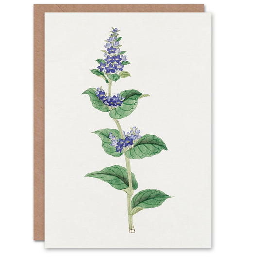 Vintage Japanese Botanical Gentian Flower Greetings Card