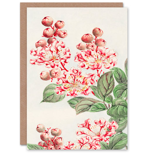Megata Morikaga Blooming Myrtle Tree Flowers Greetings Card