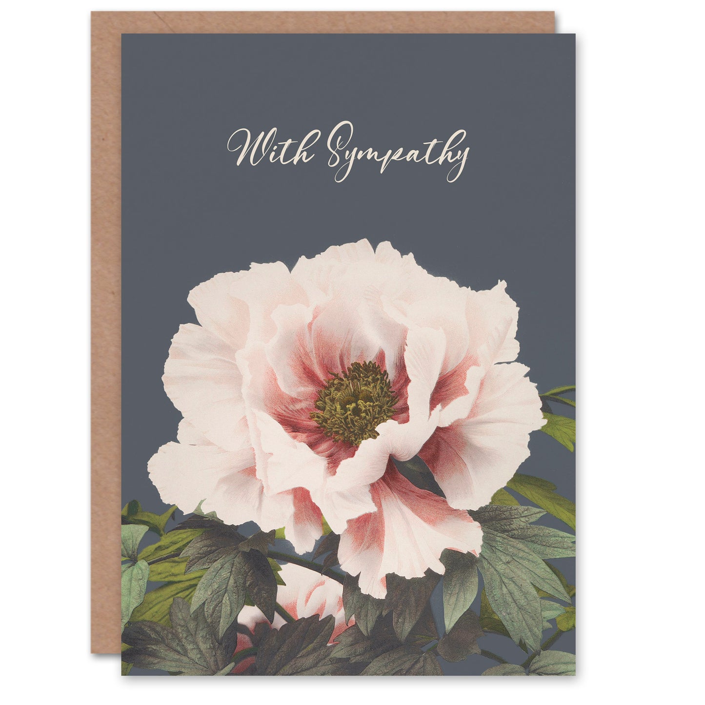Ogawa Kazumasa Peony Flower Vintage Japanese Sympathy Card