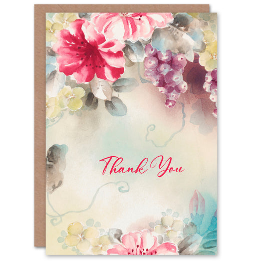 Noritake Factory Floral Design Vintage Japanese Thank You Card