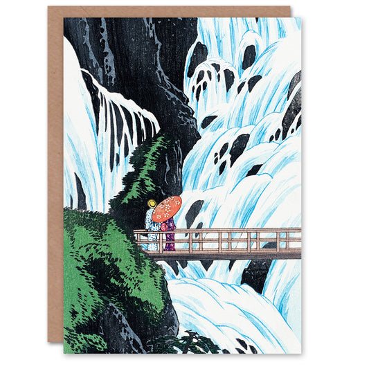 Hiroaki Takahashi Shiragumo Waterfall Of Nikko Greetings Card