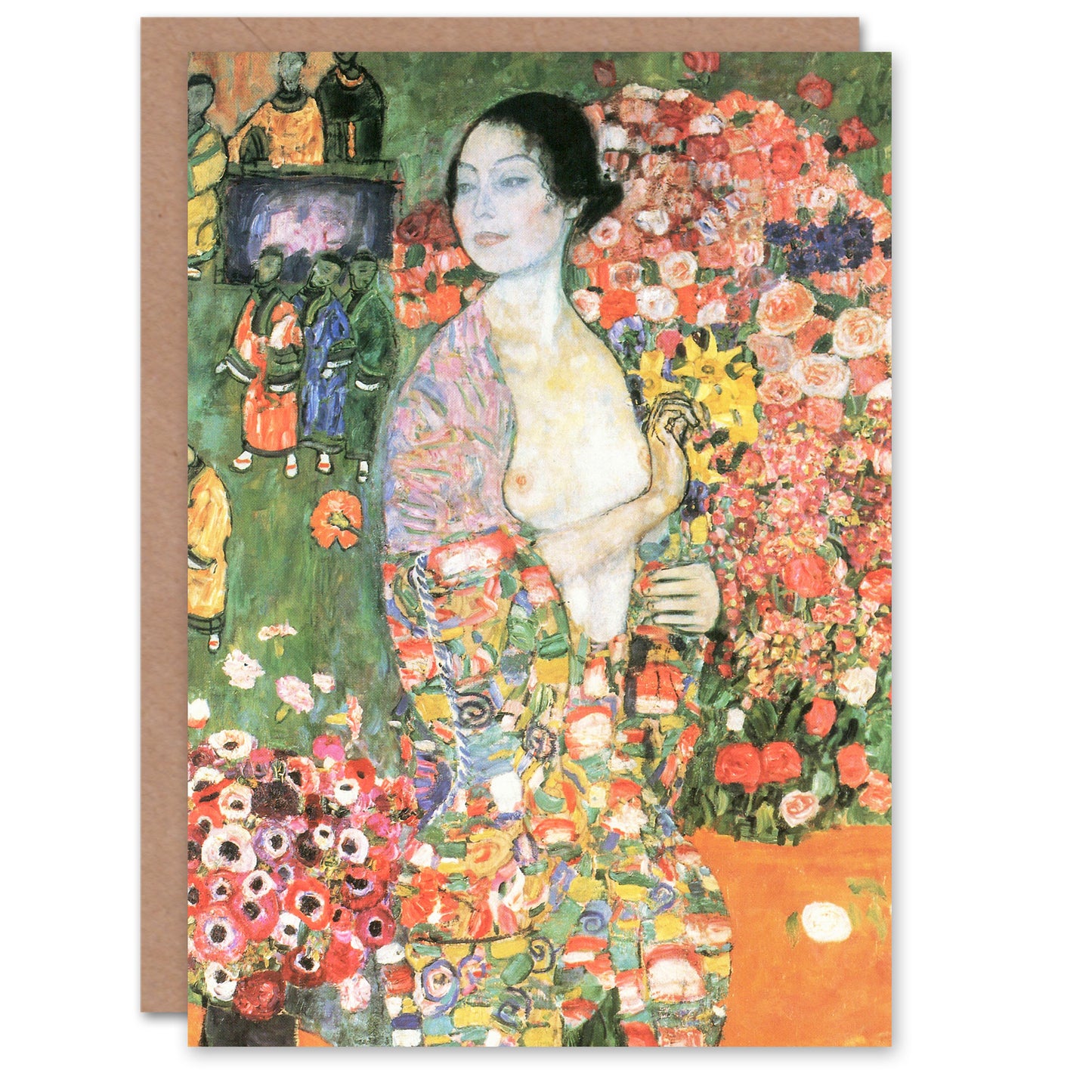 Gustav Klimt The Dancer Female Floral Portrait Greetings Card