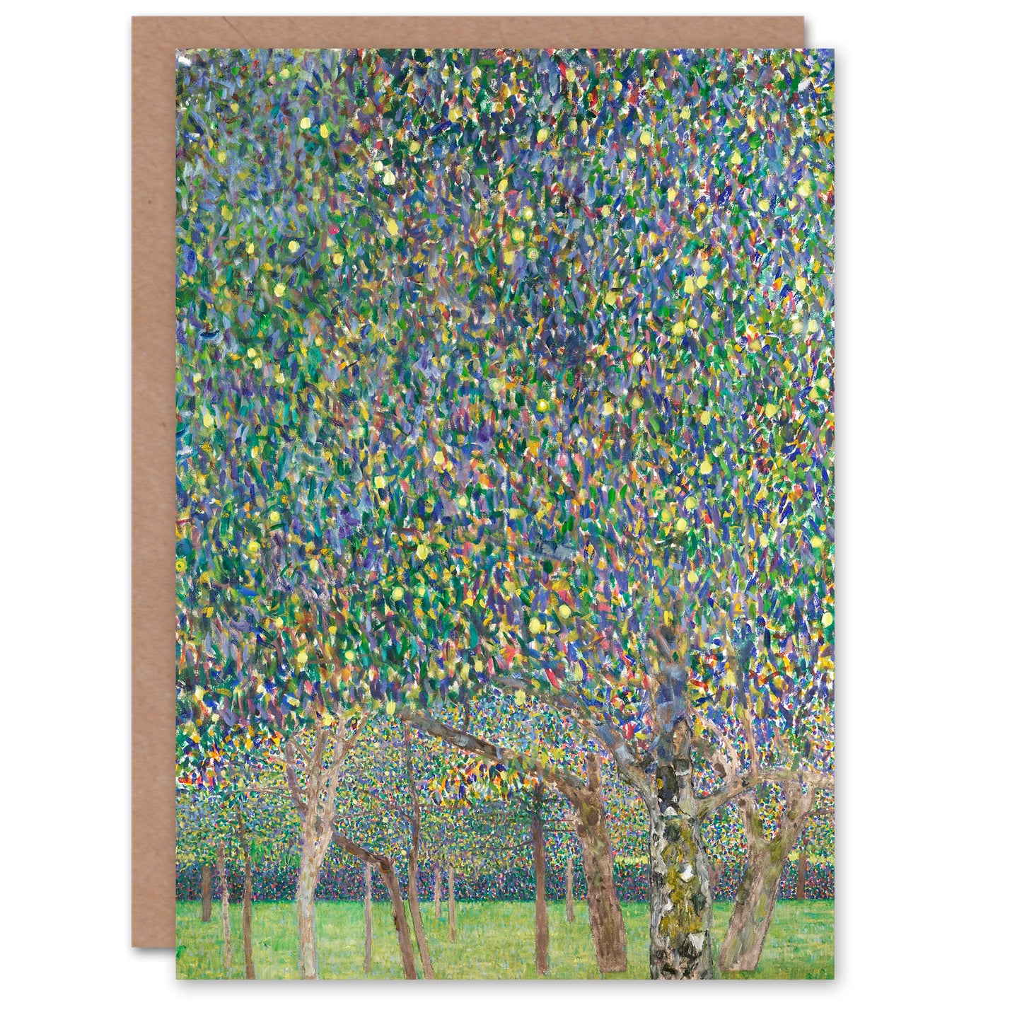 Gustav Klimt Pear Tree Orchard Landscape Greetings Card