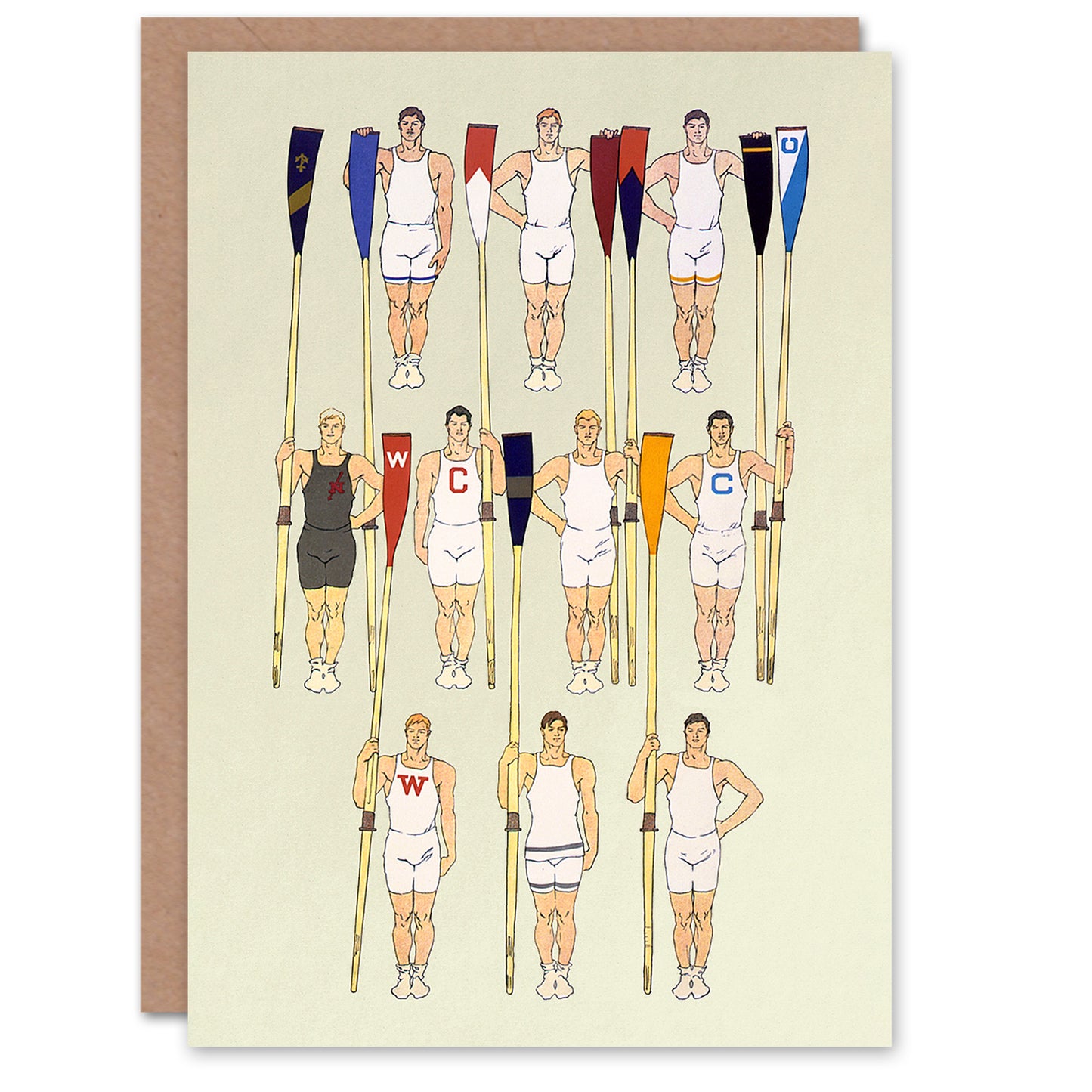 Edward Penfield College Crews Rowing Sport Greetings Card