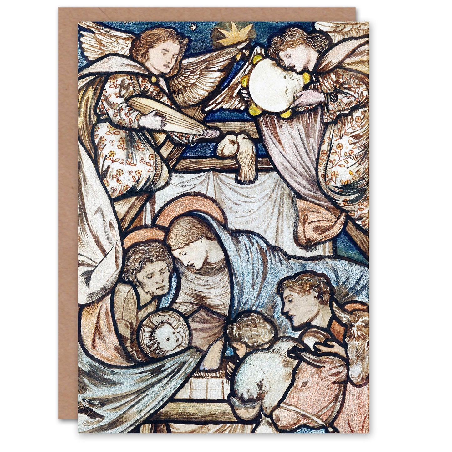 Edward Burne Jones Nativity Scene Stained Glass Greetings Card