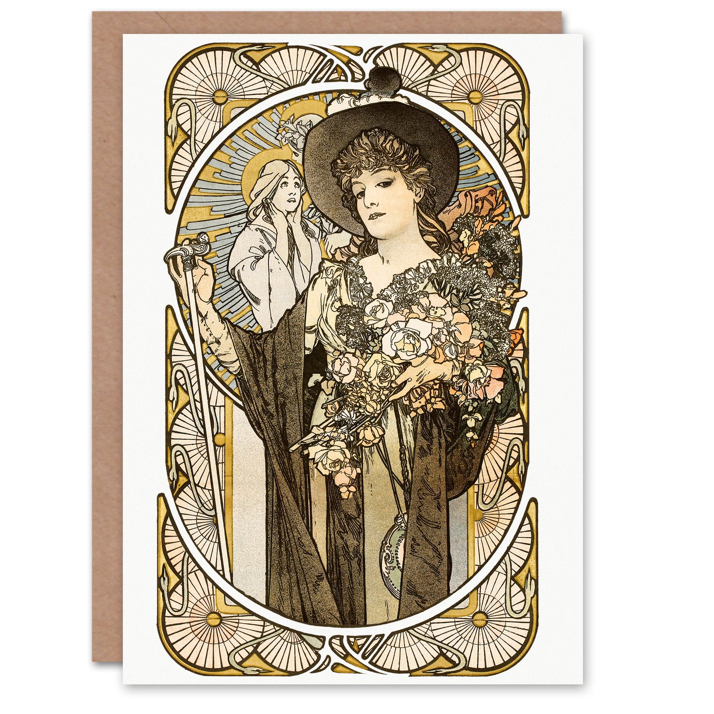 Alphonse Mucha La Tosca Theatre Play Vintage Advert Greetings Card