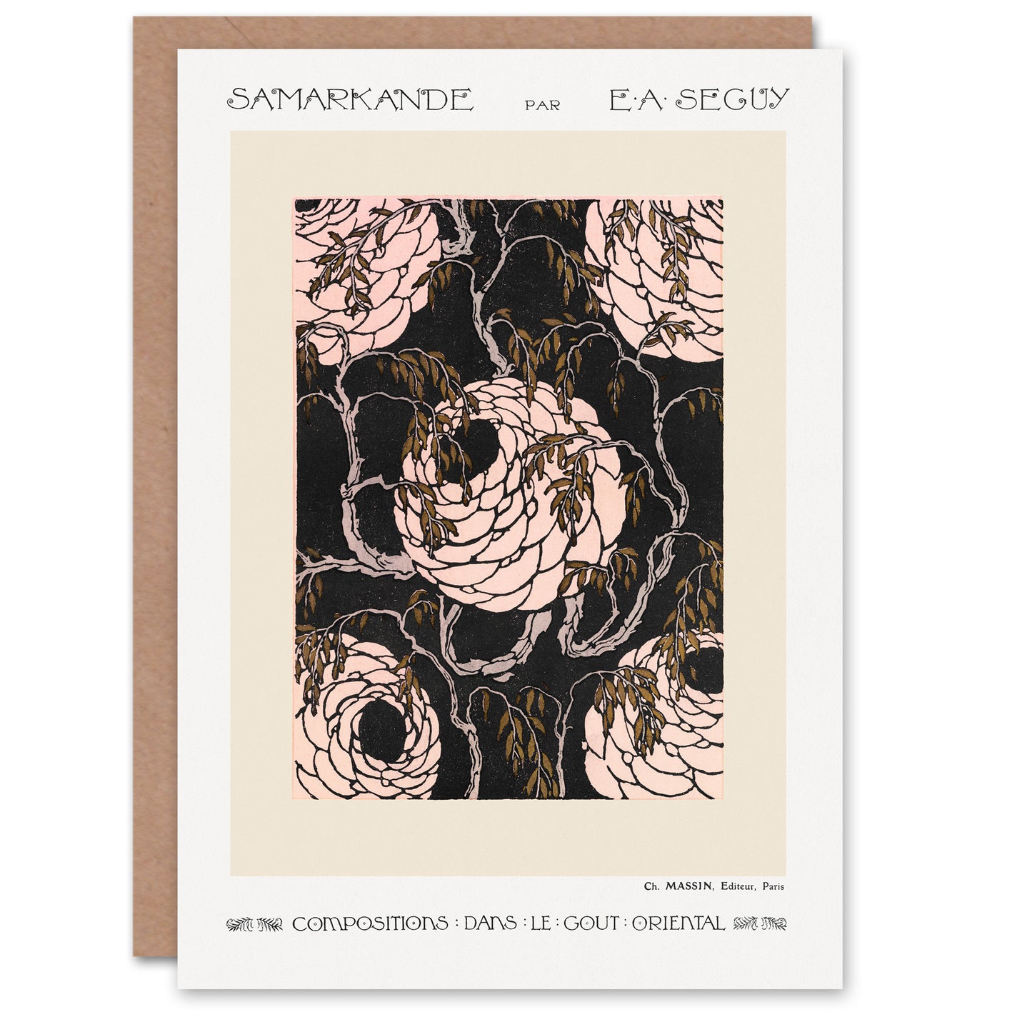 Eugene Seguy Vintage Art Deco Flower Pattern Greetings Card