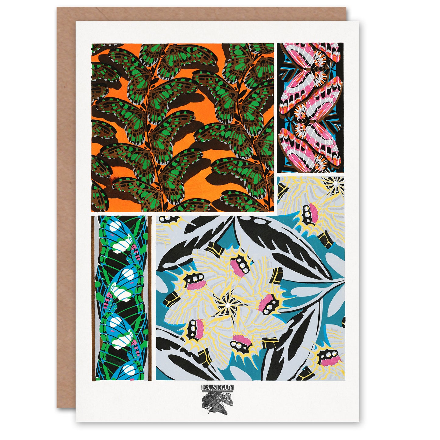 Eugene Seguy Bright Vintage Butterfly Patterns Greetings Card