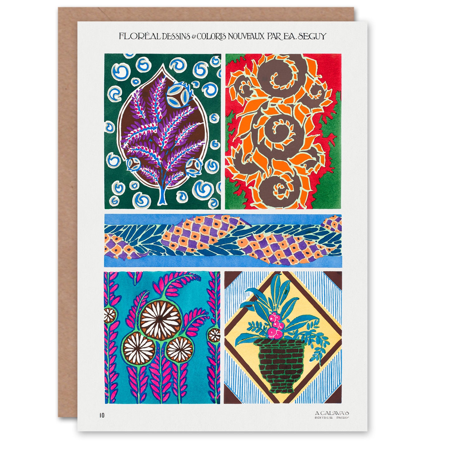 Eugene Seguy Colourful Vintage Floral Designs Greetings Card