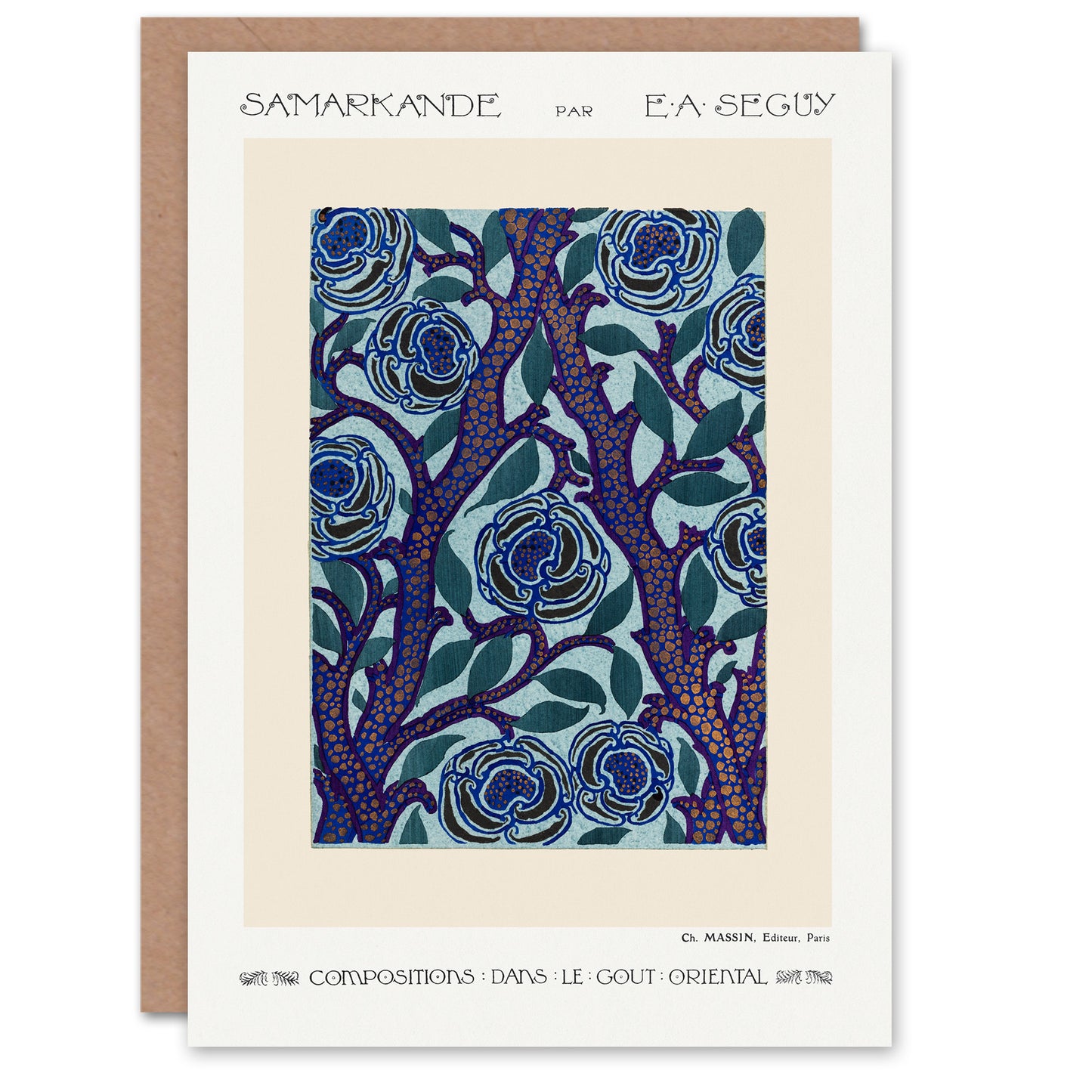 Eugene Seguy Vintage Rose Bush Flower Pattern Greetings Card