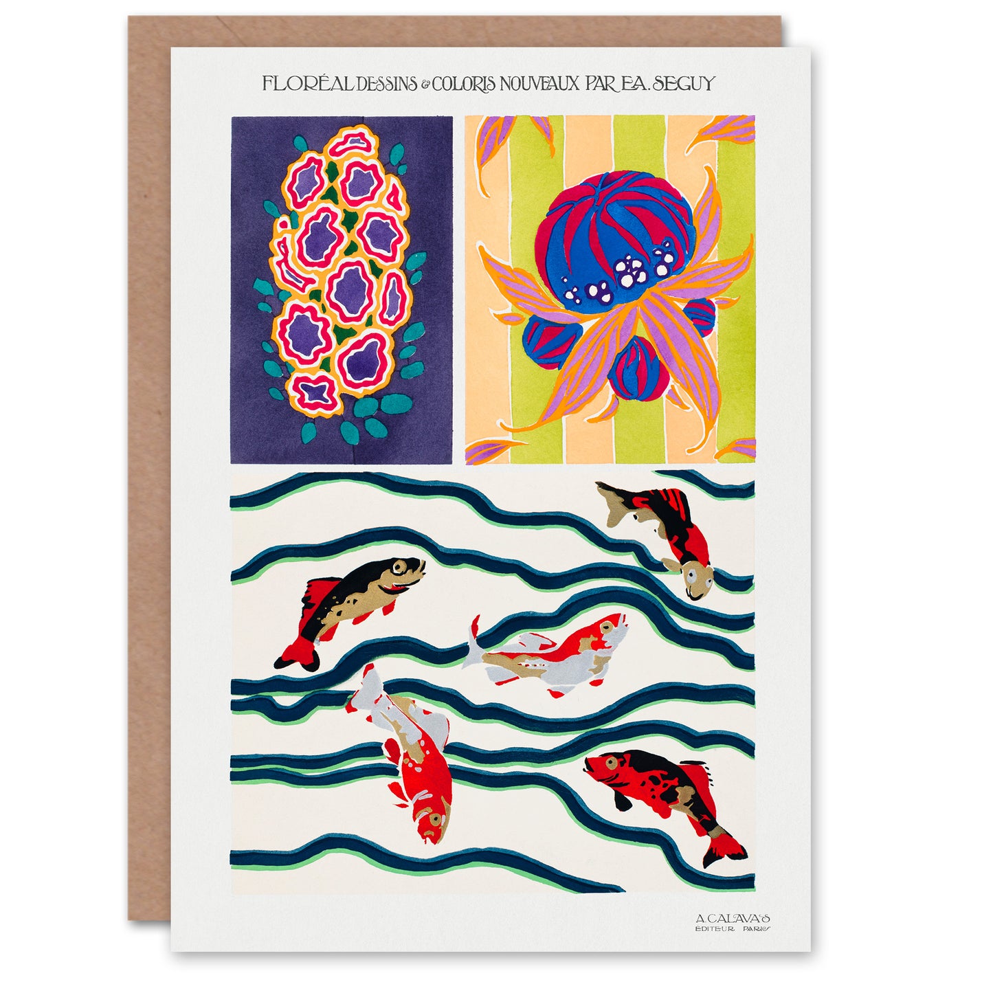 Eugene Seguy Vintage Sea Life Pattern Designs Greetings Card