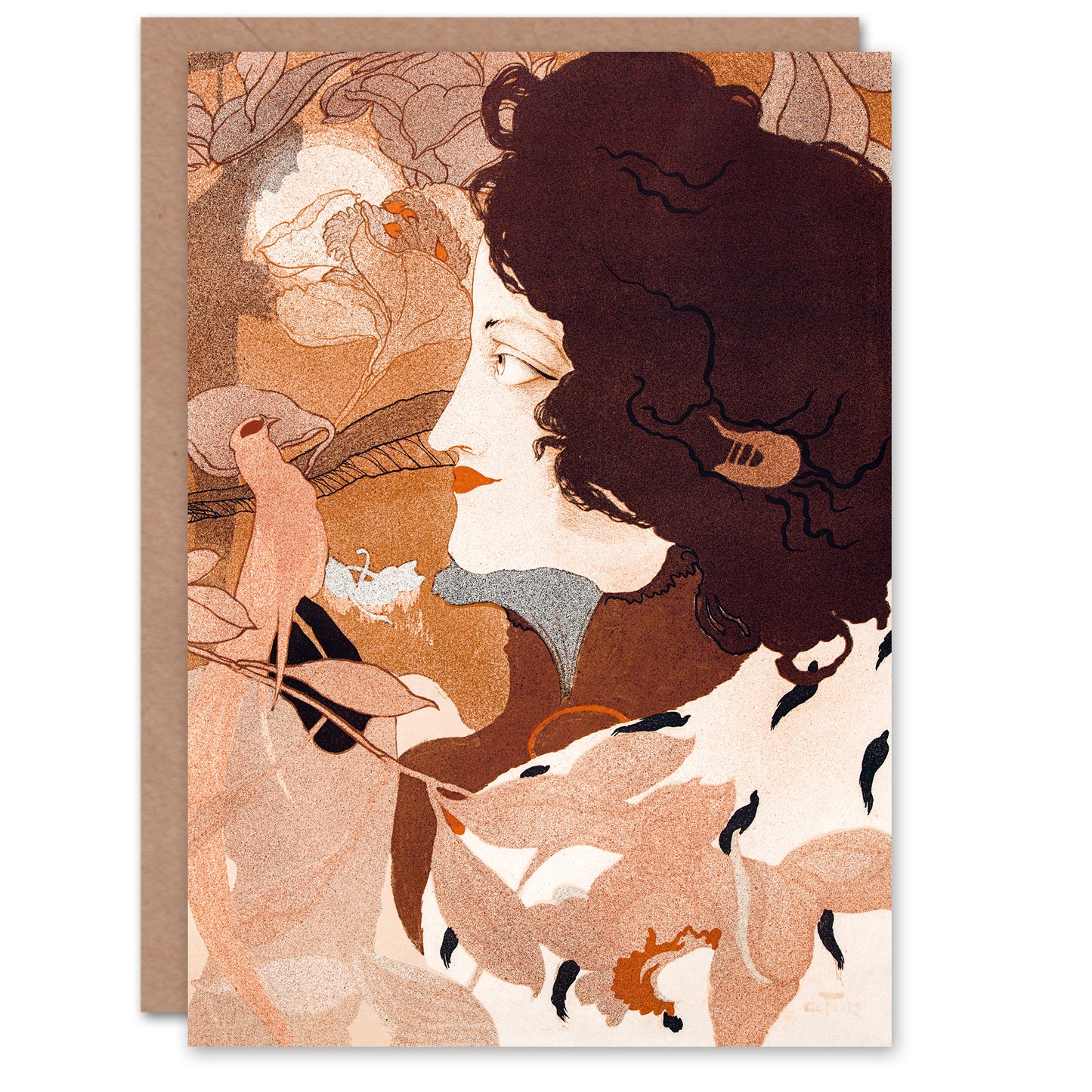 Georges de Feure Femme Fatale Portrait Painting Greetings Card