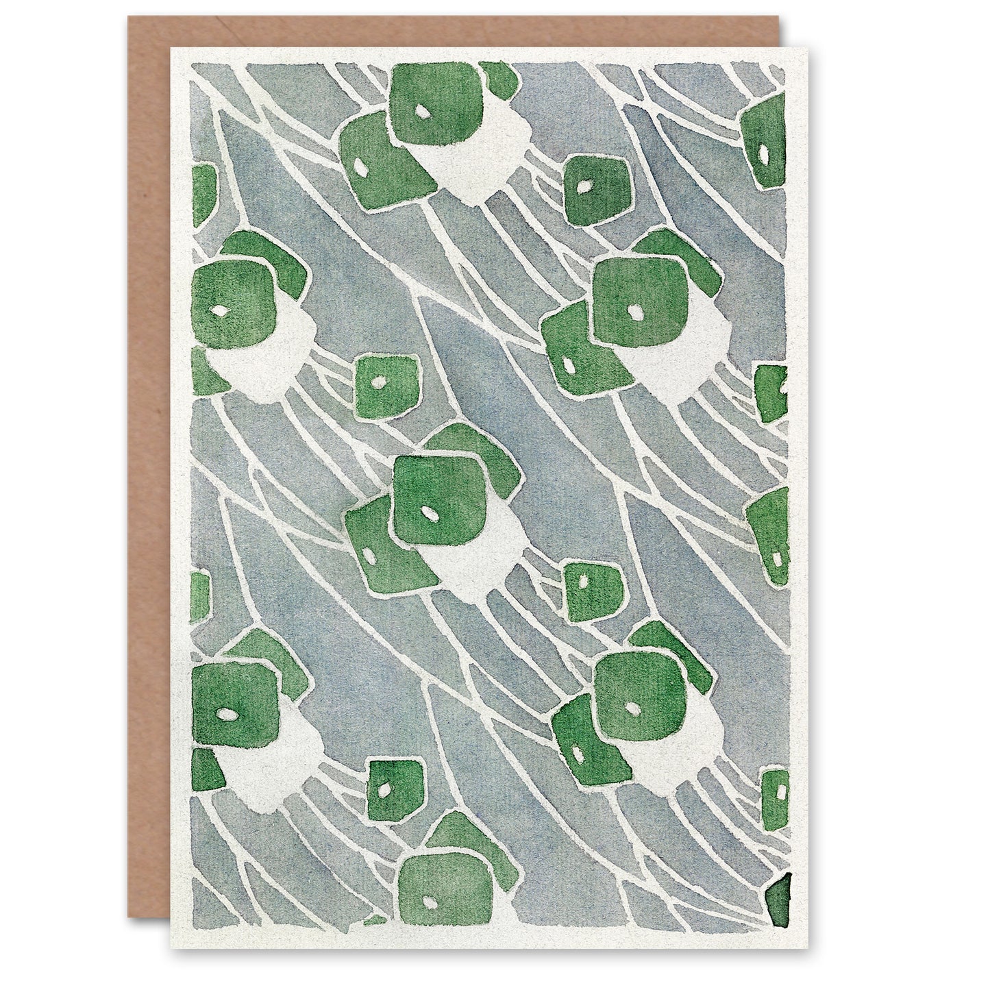 Hannah Borger Overbeck Green Geometric Pattern Greetings Card