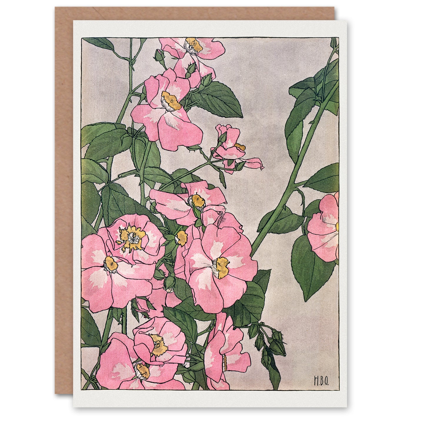 Hannah Borger Overbeck Prairie Rose Flowers Greetings Card