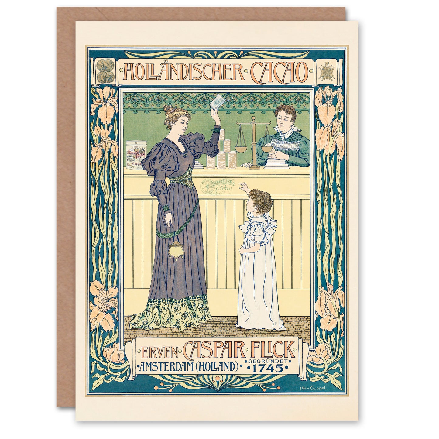Johann Georg van Caspel Hollandischer Cacao Advert Greetings Card